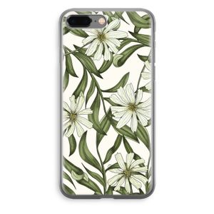 Wit bloemenpatroon: iPhone 8 Plus Transparant Hoesje