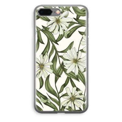 Wit bloemenpatroon: iPhone 8 Plus Transparant Hoesje