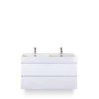 Maxx XL Badmeubelset 120 cm - Wit Hoogglans - Wastafel Kube Dubbel 2 kraangaten