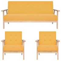 3-delig Bankstel stof geel