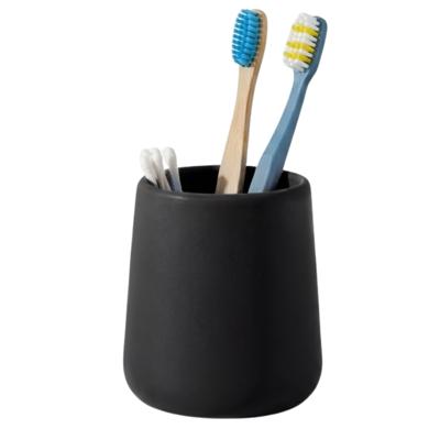 Badkamer beker / tandenborstelhouder Earth Serie - Keramiek - zwart - 8 x 10 cm Badkamer beker / tandenborstelhouder Earth Serie - Keramiek - zwart - 8 x 10 cm