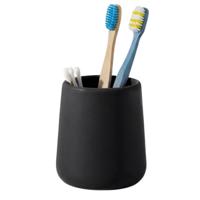 Badkamer beker / tandenborstelhouder Earth Serie - Keramiek - zwart - 8 x 10 cm