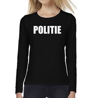 Politie tekst t-shirt long sleeve zwart voor dames