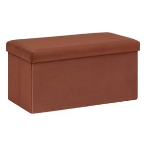 Poef/krukje/hocker Amber - Opvouwbare zit opslag box - fluweel bordeaux rood - 76 x 38 x 38 cm