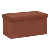 Poef/krukje/hocker Amber - Opvouwbare zit opslag box - fluweel bordeaux rood - 76 x 38 x 38 cm - thumbnail