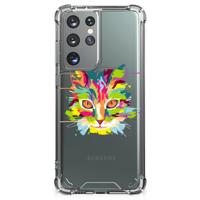 Samsung Galaxy S21 Ultra Stevig | Bumper Hoesje | Cat Color