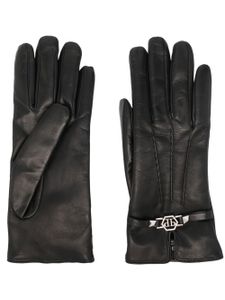 Philipp Plein gants en cuir à plaque logo - Noir