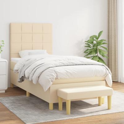 Boxspring met matras stof crèmekleurig 100x200 cm