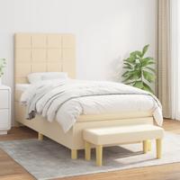 Boxspring met matras stof crèmekleurig 100x200 cm