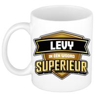 Naam mok Levy - wit - Superieur - keramiek - 300 ml - cadeau collega beker Naam mok Levy - wit - Superieur - keramiek - 300 ml - cadeau collega beker