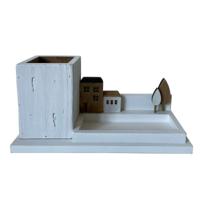 Multi-Functionele Organiser DKD Home Decor Potlood Wit Bruin Hout Metaal 30 x 40 cm 28 x 11 x 14 cm