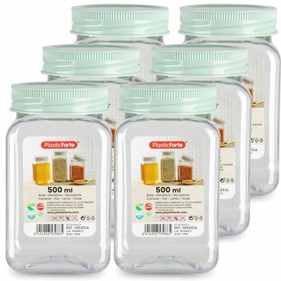 Voorraadpot/bewaarpot - 10x - 500 ml - kunststof - mint groen - B7 x H13 cm
