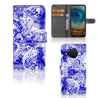 Telefoonhoesje met Naam Nokia X10 | Nokia X20 Angel Skull Blauw - thumbnail