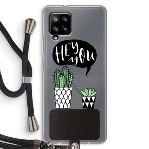 Hey you cactus: Samsung Galaxy A42 5G Transparant Hoesje met koord