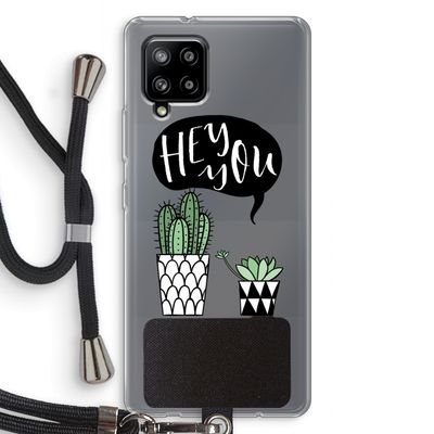 Hey you cactus: Samsung Galaxy A42 5G Transparant Hoesje met koord