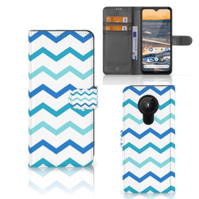 Nokia 5.3 | Telefoon Hoesje | Zigzag Blauw | Portemonnee hoesje