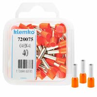 Adereindhuls 4qmm oranje penlengte = 10mm 40 stuks 720075 geïsoleerd Klemko