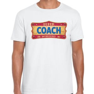 Super coach cadeau / kado t-shirt vintage wit voor heren