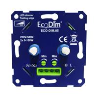 Duo LED dimmer Inbouw - 2x 0-100 Watt - Geschikt voor fase afsnijding - Geschikt voor alle merken afdekmateriaal - Min. Instelbaar - ECO-DIM.05