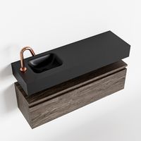 Toiletmeubel Mondiaz Andor | 100 cm | Meubelkleur Dark brown | Lex vrijhangend wastafel Urban Links | 1 kraangat