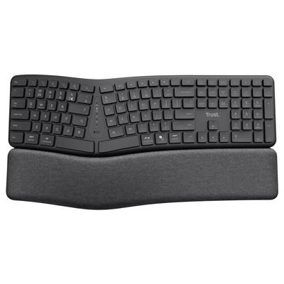 Trust Keyra ERGO Wireless Multi Keyboard DE Toetsenbord Bluetooth, Draadloos Ergonomisch QWERTZ, Duits Zwart