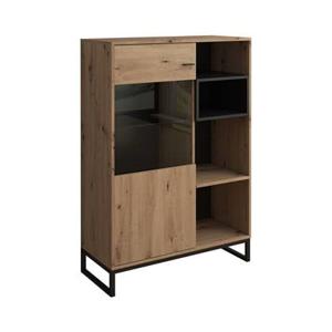 Meubella Vitrinekast Ozzy - Eiken - Zwart - 90 cm