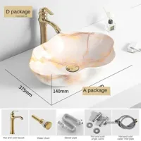 Ovale Keramische Wastafel met Marmerpatroon - Tafelbladmodel | Licht Luxe Design | 12L