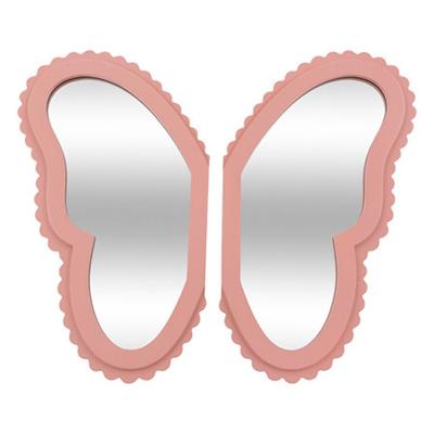 Atmosphera kinder wandspiegel - vlinder vleugels - 37 x 37 cm - mdf hout/glas - roze houten rand