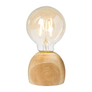 LED lamp houten voet - hout/glas - ø8x13.5 cm