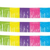 Franje slinger - 3x - gekleurd - 10 meter - plastic - feestslingers - slingers - versiering