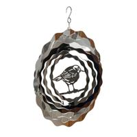 Vogel windspinner - zilver - RVS - D25 cm - windvanger - tuindecoratie - hangend