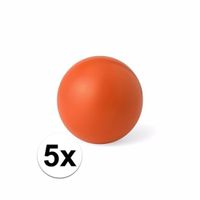 5 oranje anti stressballetjes 6 cm - thumbnail