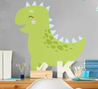 Dino muursticker Lachende kawaii Dino muursticker Lachende kawaii