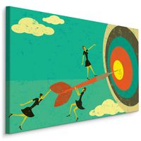 Schilderij - Bulls Eye, Darten, groen,rood,geel, Premium Print