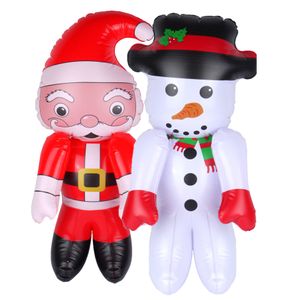 Decoratie figuren opblaasbaar -2x st -kerstman en sneeuwpop -65 cm - opblaas figuur