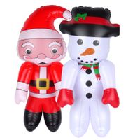 Decoratie figuren opblaasbaar -2x st -kerstman en sneeuwpop -65 cm - opblaas figuur - thumbnail