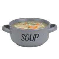 Soepkom van aardewerk - grijs - Dia 13,5 cm - 470 ml - Servies - Soepkommen