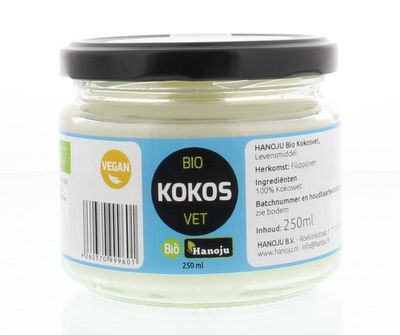 Hanoju Kokosolie geurloos glasflacon bio (250 ml)
