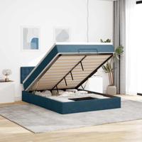 Ottoman bed met matras en LED's 140x190cm fluweel donkerblauw