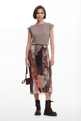 Hybride midi-jurk met bloemen - BROWN - XS
