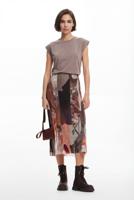 Hybride midi-jurk met bloemen - BROWN - XS