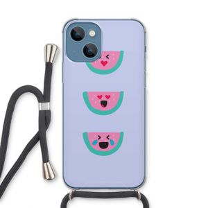 Smiley watermeloen: iPhone 13 Transparant Hoesje met koord