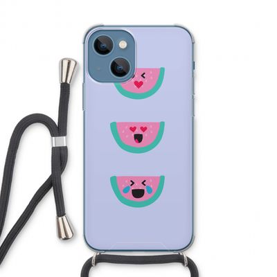 Smiley watermeloen: iPhone 13 Transparant Hoesje met koord