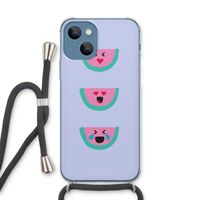 Smiley watermeloen: iPhone 13 Transparant Hoesje met koord