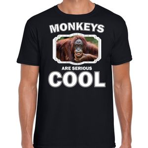 Dieren gekke orangoetan t-shirt zwart heren - monkeys are cool shirt