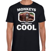 Dieren gekke orangoetan t-shirt zwart heren - monkeys are cool shirt - thumbnail