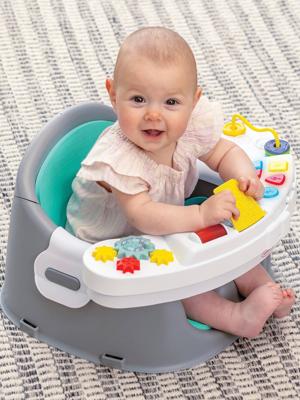 Ontdekkingsstoel en stoelverhoger met muziek en licht 3-in-1 Infantino grijs