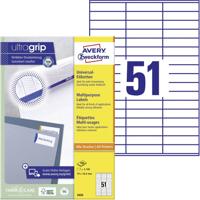 Avery-Zweckform 3420 Universele etiketten 70 x 16.9 mm Papier Wit 5100 stuk(s) Permanent hechtend Inkjet, Laser (zwart/wit), Laser (kleur), Kopiëren