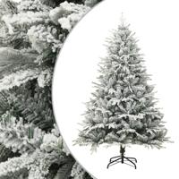 VidaXL Kunstkerstboom met sneeuwvlokken 210 cm pvc en pe groen