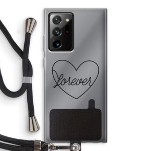 Forever heart black: Samsung Galaxy Note 20 Ultra / Note 20 Ultra 5G Transparant Hoesje met koord